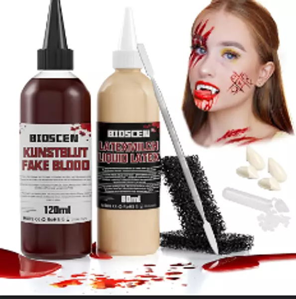 Colmillos Halloween + Sangre Artifical