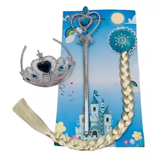 Accesorio Halloween Set Diabla/Frozen Trenza Corona-Cetro