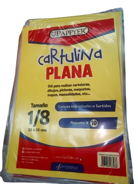 Cartulina 1/8 Plana Paquete