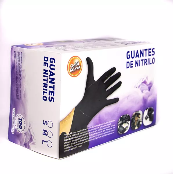 Guante Nitrilo Negro Gold Silver