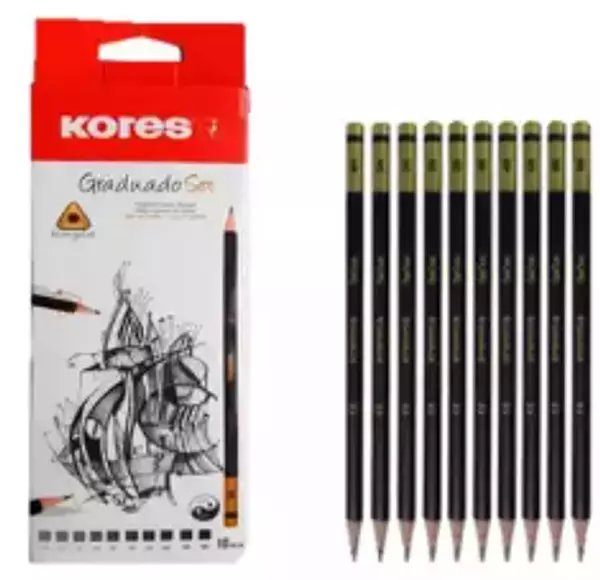 Set Lapiz Dibujo X10 Graduado Triangular Kores