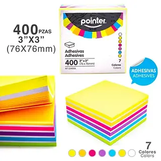 Post It 76*76mm X400 7 Colores Pointer