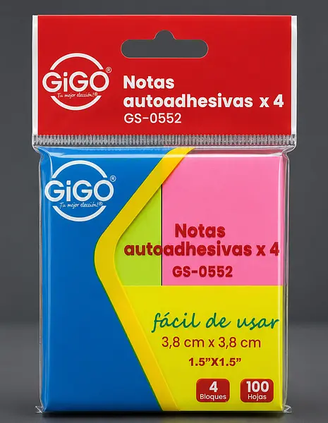 Post It X100 4 Cubitos Gigo Student Gs-0552 Ok