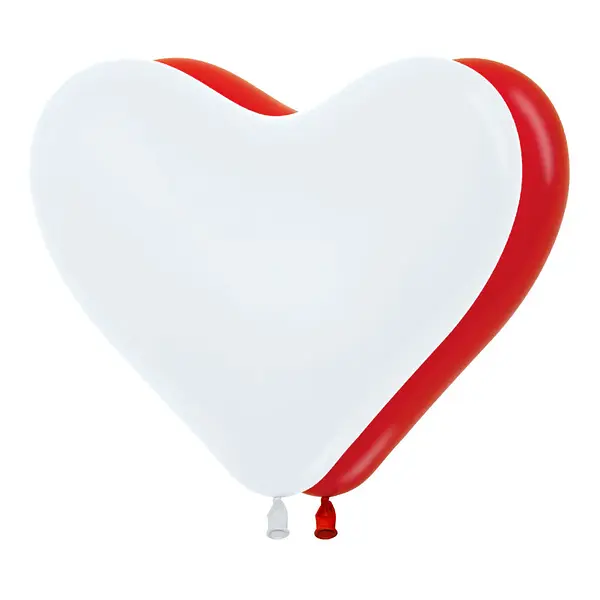 Globo R-12x12 Corazon Lisa "Blanco Y Rojo" Sempertex