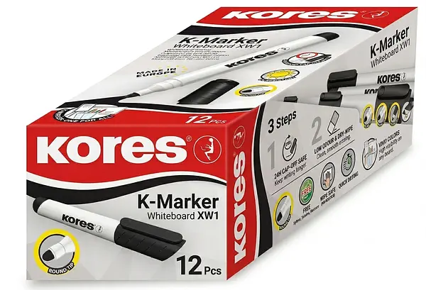 Marcador Borrable Kores Negro 20850