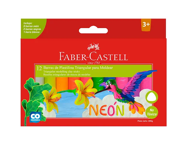 Plastilina Neon Jumbo Triangular X 12 Faber Castell