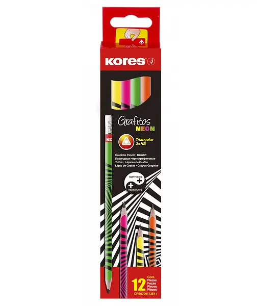 Lapiz Negro-Neon 2hb Grafito Kores 92306