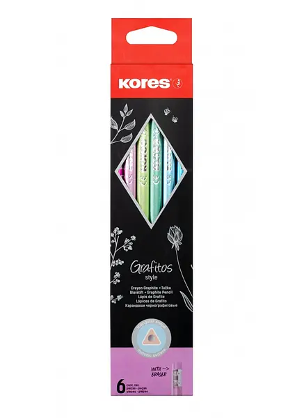 Lapiz Grafito X6 2hb Triangular Metalizado Pastel Kores