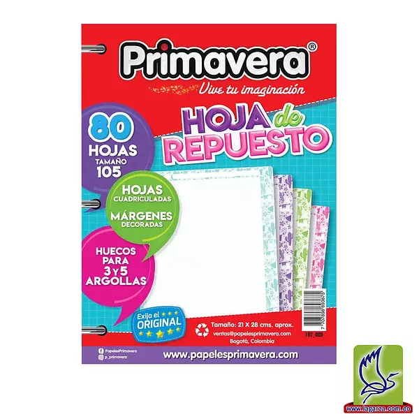 Hoja De Repuesto Primavera Cuadriculado